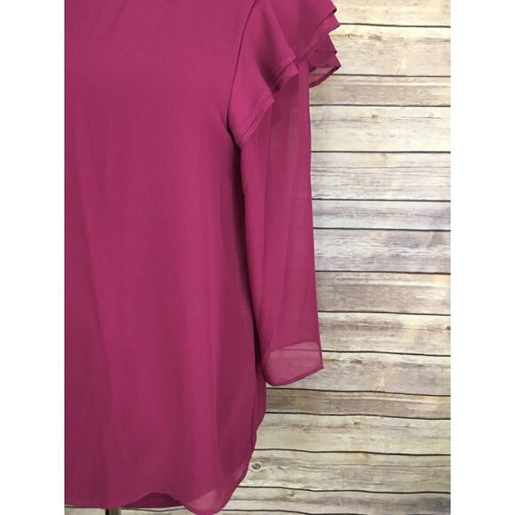 Banana Republic Small Ruffled Sleeve Blouse Solid Lined Career Top Shirt - Picture 4 of 8